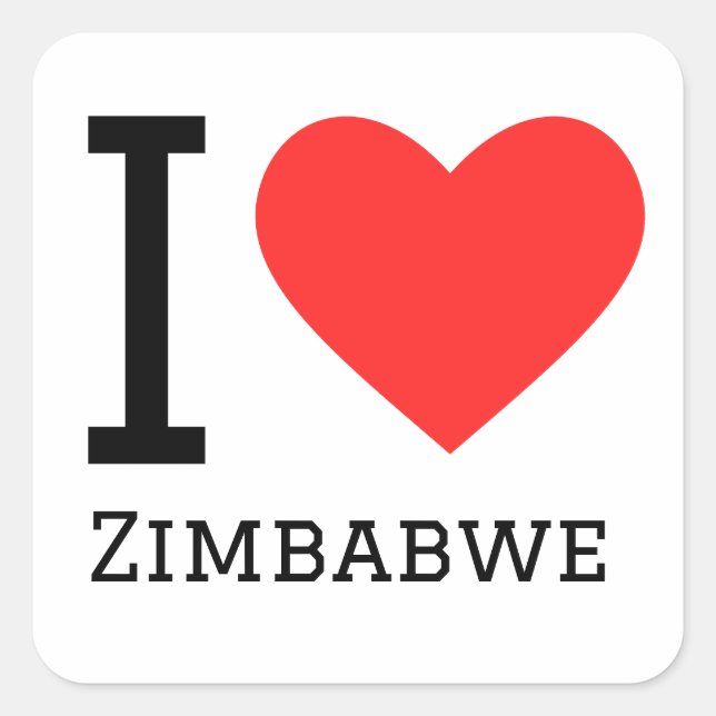 Adesivo Quadrado Eu adoro zimbabwe (Frente)