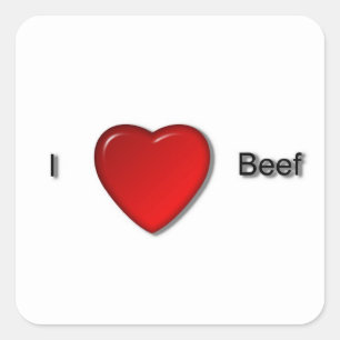 Adesivo Quadrado Eu amo a carne