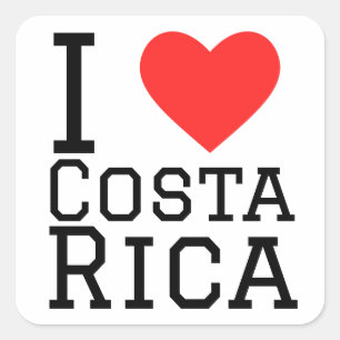 Adesivo Quadrado Eu amo a Costa Rica