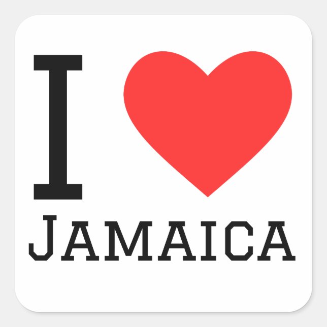 Adesivo Quadrado Eu amo a Jamaica (Frente)