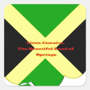 Adesivo Quadrado Eu Amo A Jamaica. A bela terra dos Primaveras
