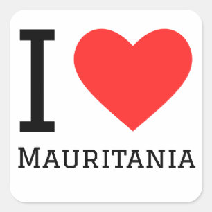 Adesivo Quadrado Eu amo a mauritânia