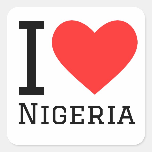 Adesivo Quadrado Eu amo a Nigéria (Frente)