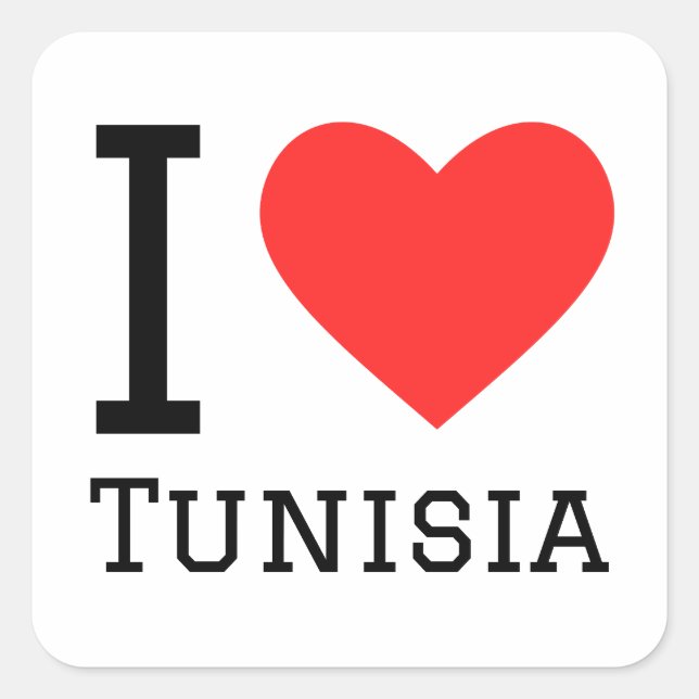 Adesivo Quadrado Eu amo a Tunísia (Frente)