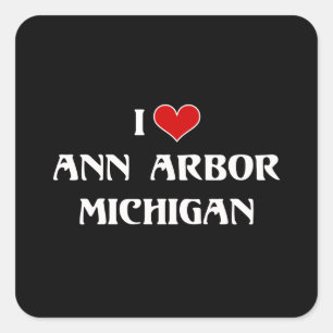 Adesivo Quadrado Eu Amo Ann Arbor, Michigan