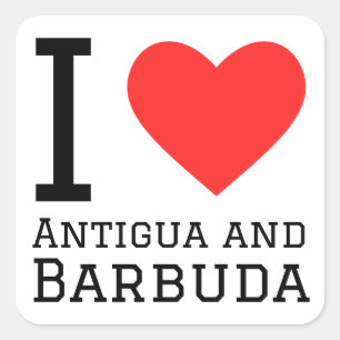 Adesivo Quadrado Eu amo Antígua e Barbuda