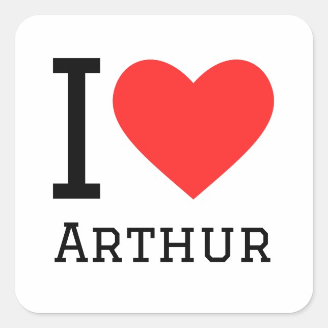 Adesivo Quadrado Eu amo Arthur (Frente)