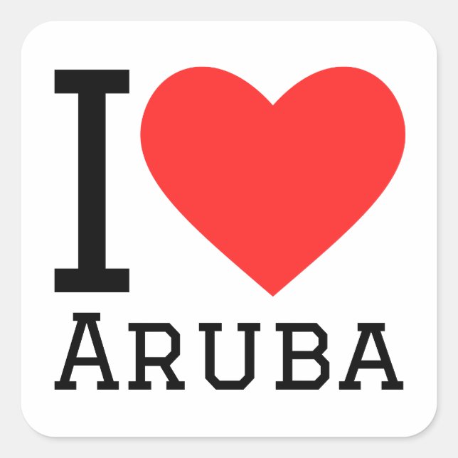 Adesivo Quadrado Eu amo Aruba (Frente)
