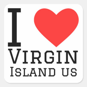 Adesivo Quadrado Eu amo as Ilhas Virgens