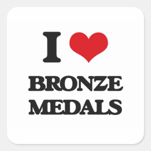 Adesivo Quadrado Eu amo as medalhas de bronze