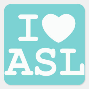 Adesivo Quadrado Eu amo ASL (a cor)