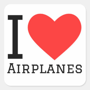 Adesivo Quadrado Eu amo aviões