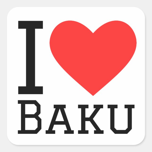Adesivo Quadrado Eu amo baku (Frente)