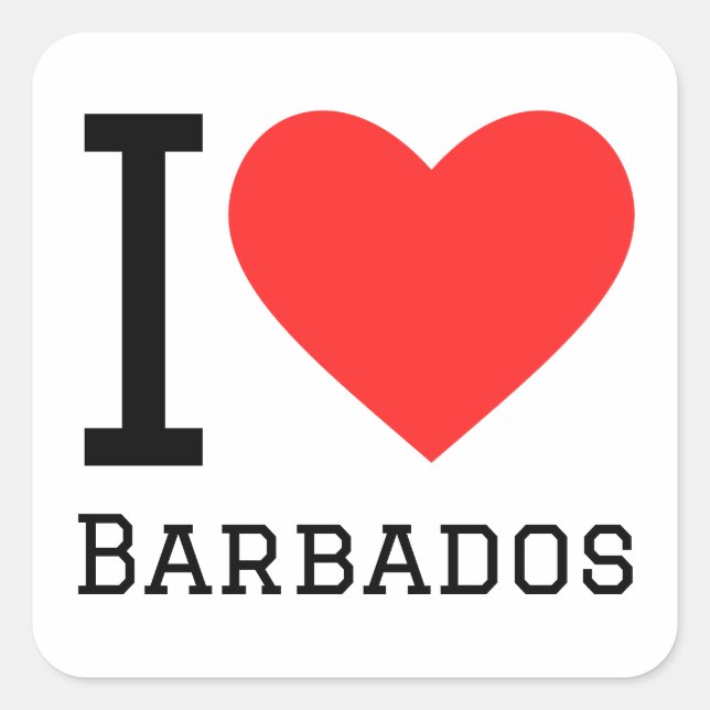 Adesivo Quadrado Eu amo Barbados (Frente)