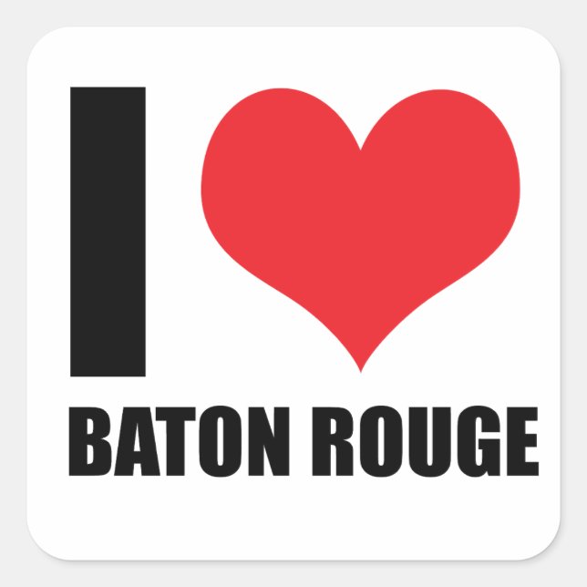 Adesivo Quadrado Eu amo Baton Rouge (Frente)
