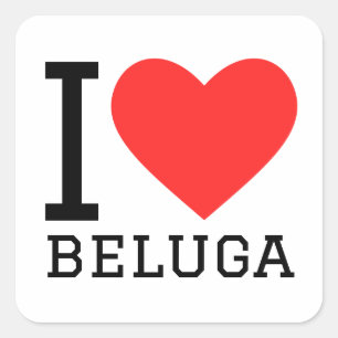 Adesivo Quadrado Eu amo beluga