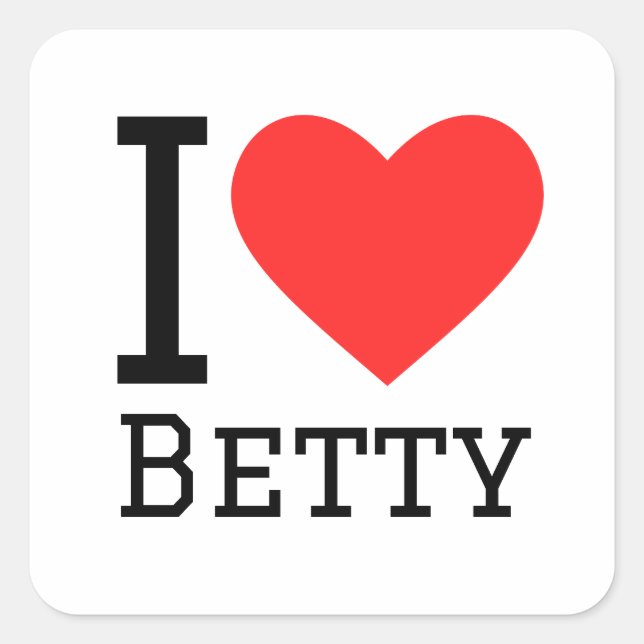 Adesivo Quadrado Eu amo Betty (Frente)