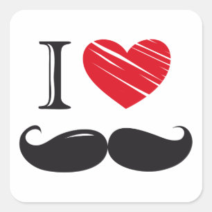 Adesivo Quadrado Eu Amo BIGODE Nº 1