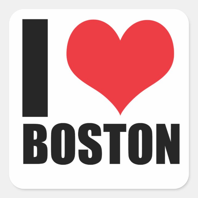 Adesivo Quadrado Eu amo Boston (Frente)