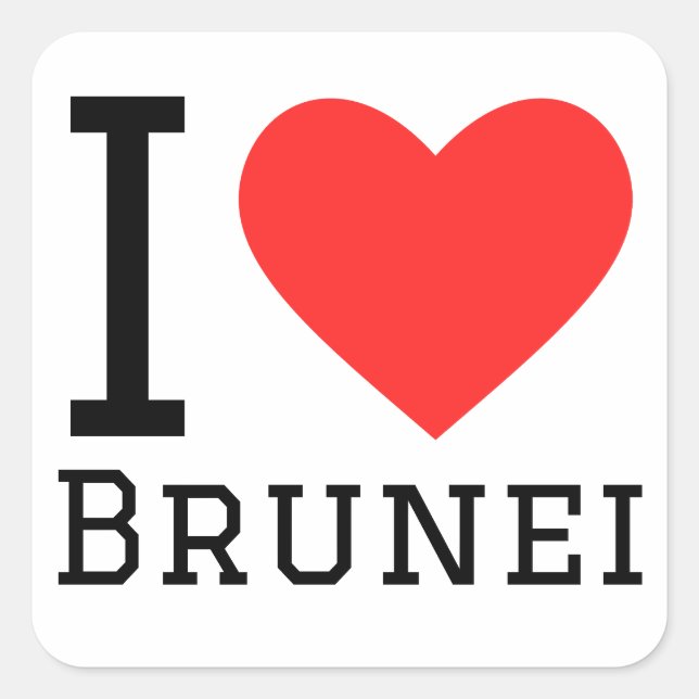 Adesivo Quadrado Eu amo Brunei (Frente)