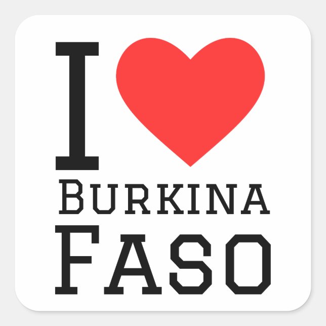 Adesivo Quadrado Eu amo Burkina Faso (Frente)