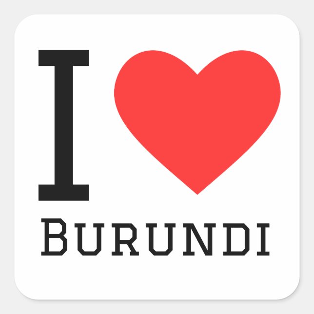 Adesivo Quadrado Eu amo Burundi (Frente)