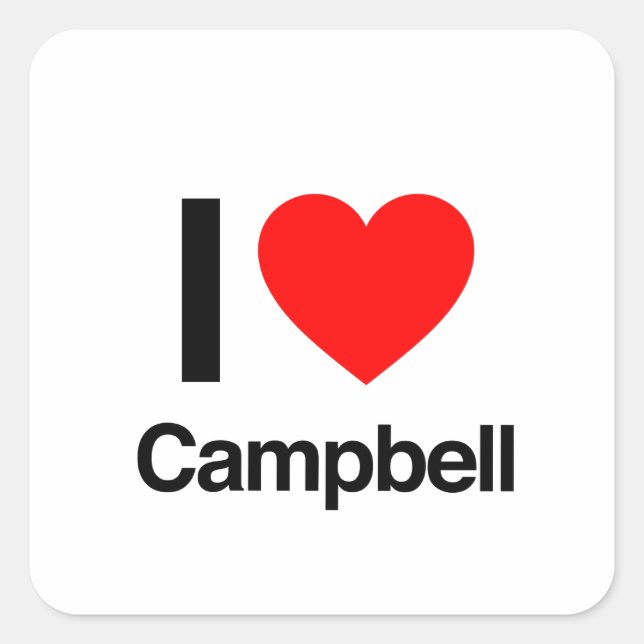 Adesivo Quadrado eu amo campbell (Frente)