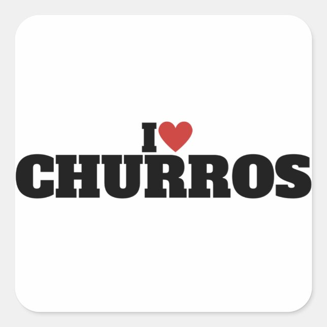 Adesivo Quadrado Eu Amo Churros (Frente)