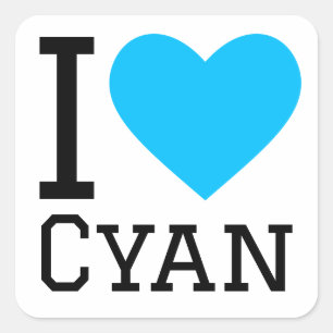 Adesivo Quadrado Eu amo ciano