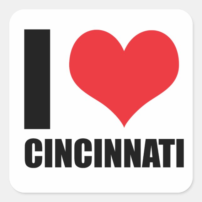 Adesivo Quadrado Eu amo Cincinnati (Frente)