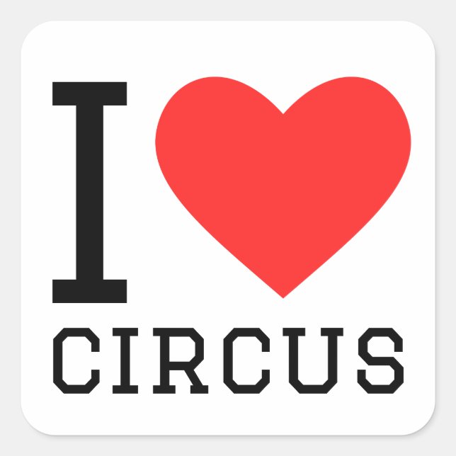 Adesivo Quadrado Eu amo circo (Frente)