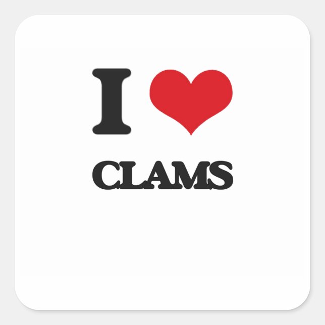 Adesivo Quadrado Eu Amo Clams (Frente)