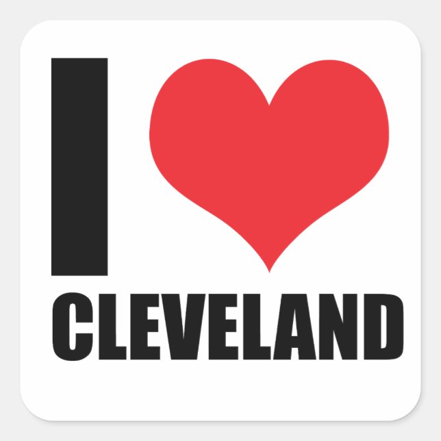 Adesivo Quadrado Eu amo Cleveland (Frente)