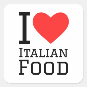 Adesivo Quadrado Eu amo comida italiana