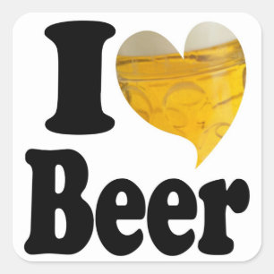 Adesivo Quadrado Eu Amo Coração de Cerveja