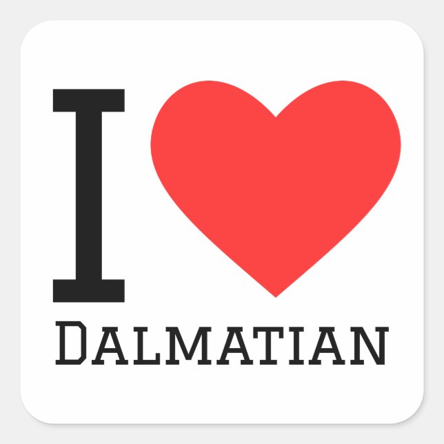 Adesivo Quadrado Eu amo dalmaciano (Frente)