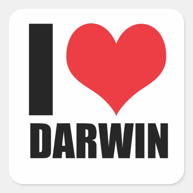 Adesivo Quadrado Eu amo Darwin (Frente)