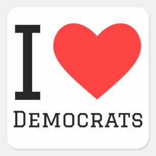 Adesivo Quadrado Eu amo democratas