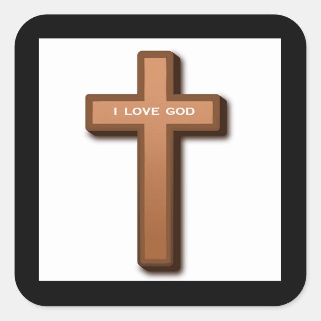 ADESIVO QUADRADO "EU AMO DEUS" CRUZADO (Frente)
