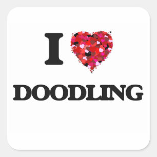 Adesivo Quadrado Eu amo Doodling