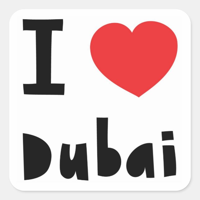 Adesivo Quadrado Eu amo Dubai (Frente)