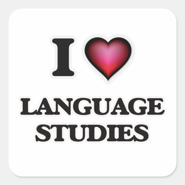 Adesivo Quadrado Eu Amo Estudos Linguísticos (Frente)