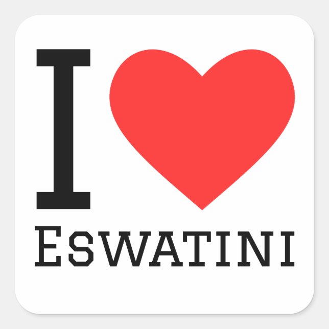 Adesivo Quadrado Eu amo eswatini (Frente)