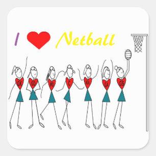 Adesivo Quadrado Eu amo figuras da vara das posições do Netball