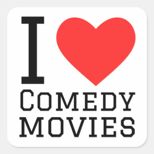 Adesivo Quadrado Eu amo filmes de comédia