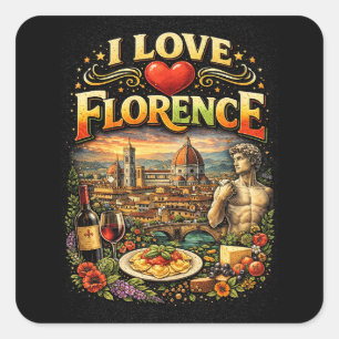 Adesivo Quadrado Eu Amo Florença