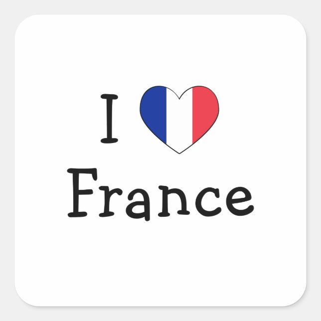 Adesivo Quadrado Eu Amo França (Frente)