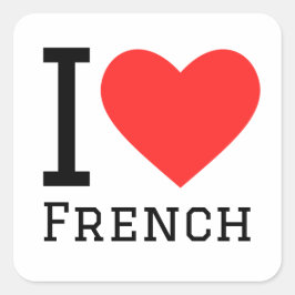 Adesivo Quadrado Eu amo francês