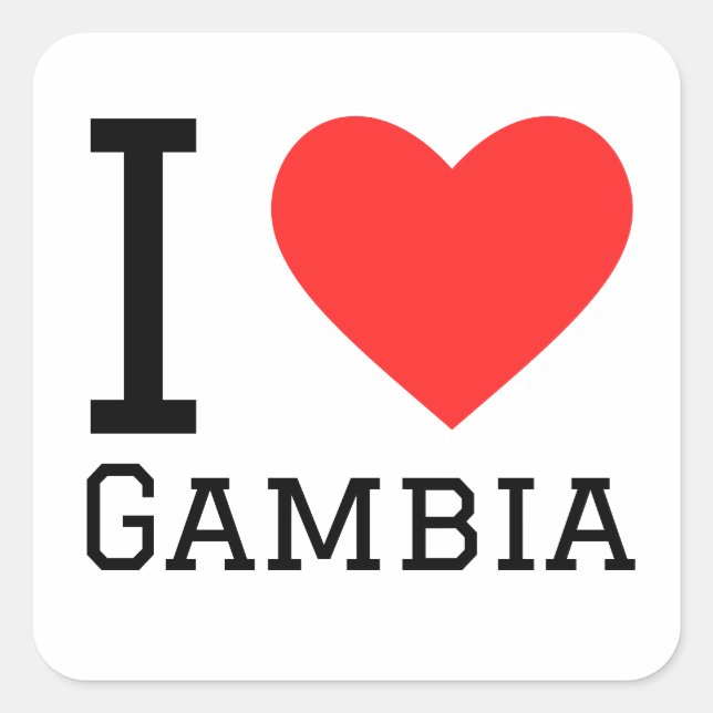 Adesivo Quadrado Eu amo Gâmbia (Frente)