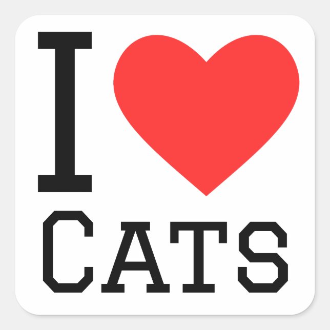 Adesivo Quadrado Eu amo gatos (Frente)